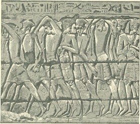 A relief at the Medinet Habu - Philistine captives